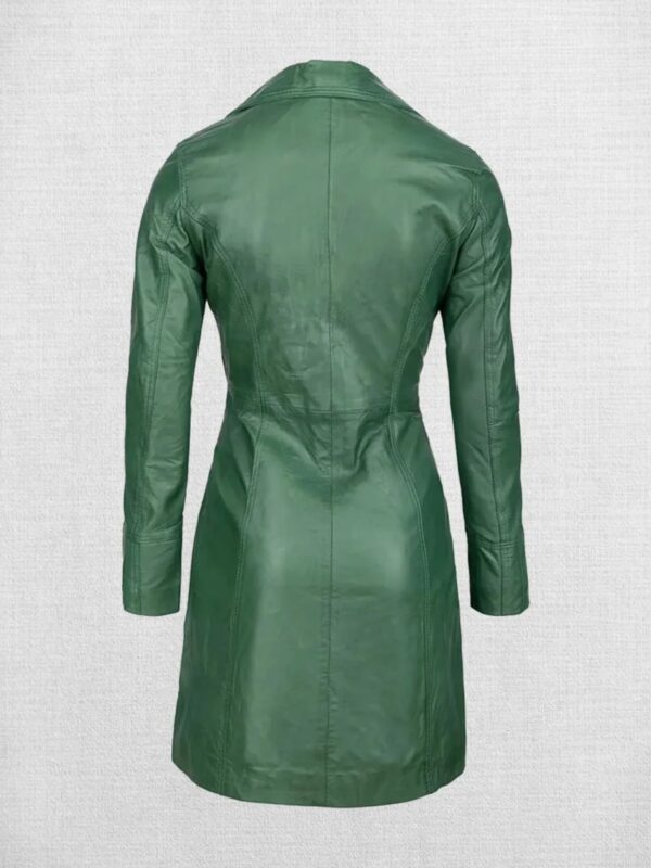 Stylish Green Leather Coat For Women