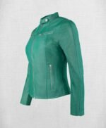 Stylish Green Leather Jacket For Women