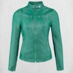 Stylish Green Leather Jacket For Women