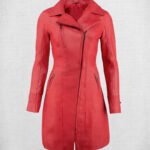Stylish Red Leather Coat For Women