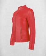 Stylish Red Leather Jacket Women Biker Jacket