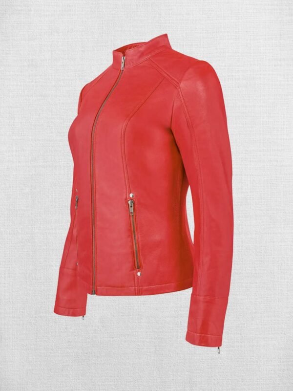 Stylish Red Leather Jacket Women Biker Jacket