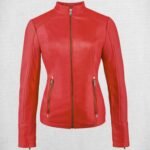 Stylish Red Leather Jacket Women Biker Jacket
