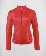 Stylish Red Leather Jacket Women Biker Jacket