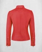 Stylish Red Leather Jacket Women Biker Jacket