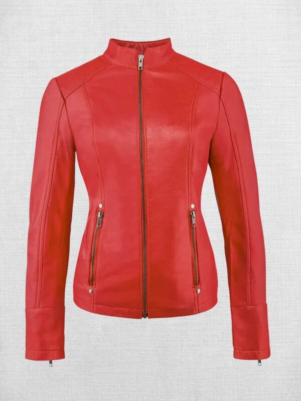Stylish Red Leather Jacket Women Biker Jacket