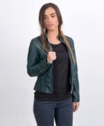 Stylish Women Bomber Leather Jacket 2023