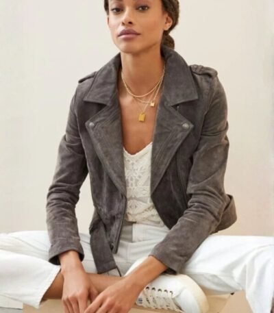 Suede Moto Jacket For Women
