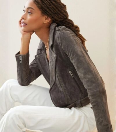 Suede Moto Jacket For Women