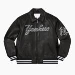 Supreme NY Yankees Black Varsity Leather Jacket