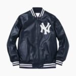 Supreme New York Yankees Varsity Leather Navy Jacket