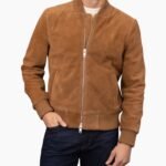 Tan Suede Trucker Jacket Mens
