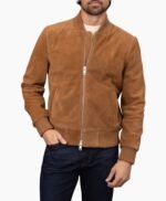 Tan Suede Trucker Jacket Mens