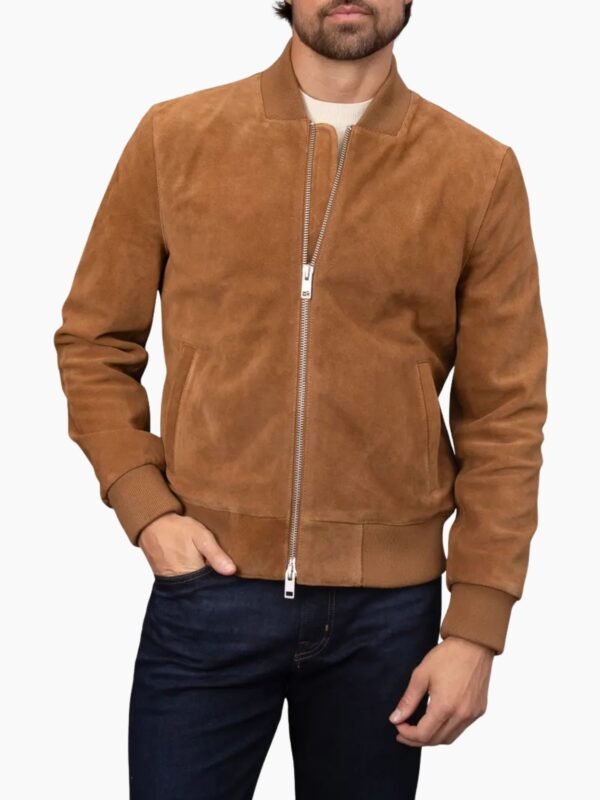Tan Suede Trucker Jacket Mens