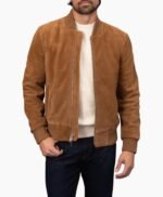 Tan Suede Trucker Jacket Mens