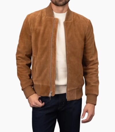 Tan Suede Trucker Jacket Mens