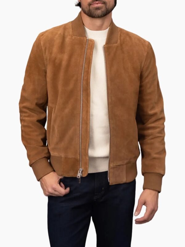 Tan Suede Trucker Jacket Mens
