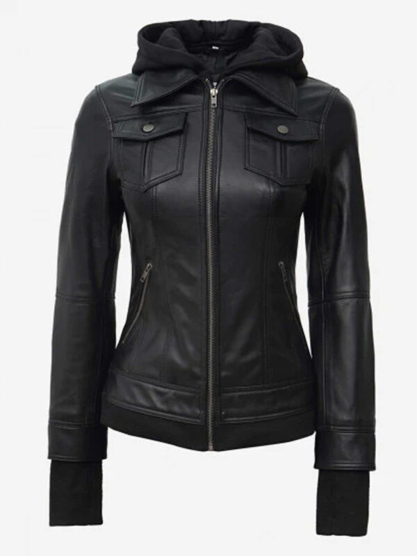 Trending Black Bomber Jacket With Removable Hood