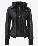 Trending Black Bomber Jacket With Removable Hood