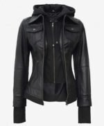 Trending Black Bomber Jacket With Removable Hood