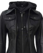 Trending Black Bomber Jacket With Removable Hood