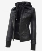 Trending Black Bomber Jacket With Removable Hood