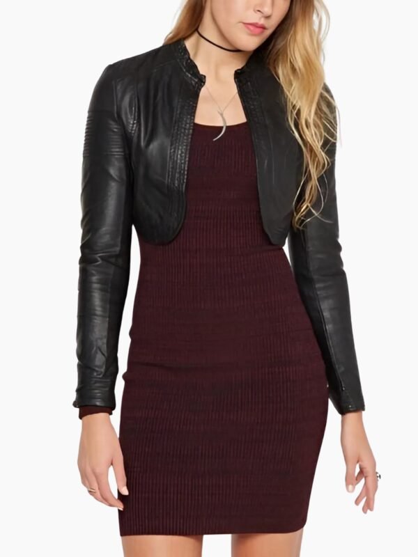 Trending Lambskin Leather Cropped Motor Biker Jacket