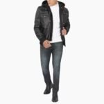 Trending Men's Leather Bomber Jacket With Removable Hood