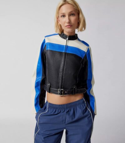 UO Jordan Faux Leather Fit Racer Moto Jacket