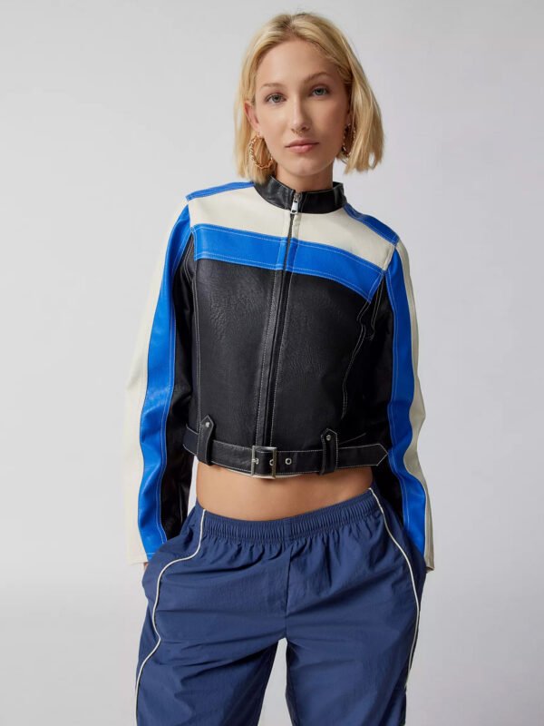 UO Jordan Faux Leather Fit Racer Moto Jacket