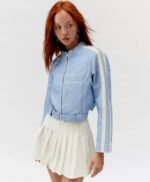 UO Jordan Faux Leather Fitted Racer Moto Jacket