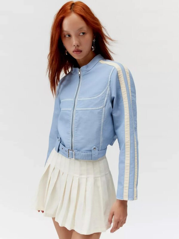 UO Jordan Faux Leather Fitted Racer Moto Jacket