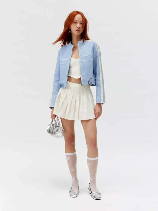 UO Jordan Faux Leather Fitted Racer Moto Jacket