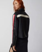 UO Lowson Faux Leather Stripe Racer Moto Jacket
