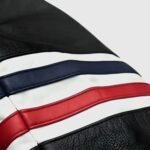 USA Flag Elegant Black Biker Leather Jacket