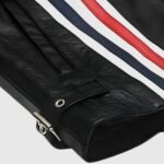 USA Flag Elegant Black Biker Leather Jacket