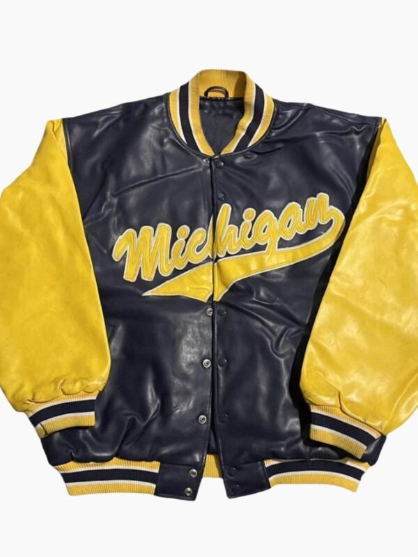 University Of Michigan Wolverines Bomber Leather Jacket