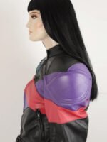 Vintage 90s MQP Black Purple Green Red Real Leather Jacket