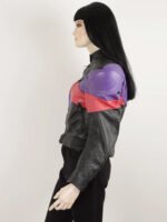 Vintage 90s MQP Black Purple Green Red Real Leather Jacket