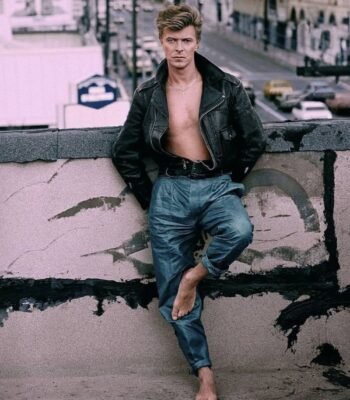 Vintage David Bowie 80s Black Leather Punk Style Motorcycle Jacket