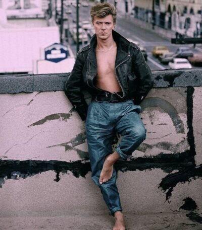 Vintage David Bowie 80s Black Leather Punk Style Motorcycle Jacket