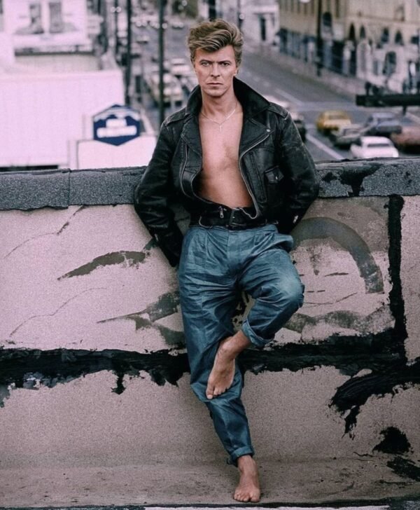 Vintage David Bowie 80s Black Leather Punk Style Motorcycle Jacket