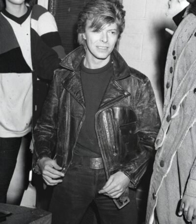 Vintage David Bowie 80s Black Leather Punk Style Motorcycle Jacket