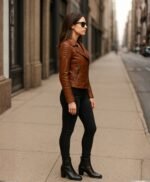 Vintage Quilted Leather Jacket For Girl