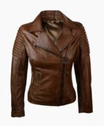Vintage Quilted Leather Jacket For Girl
