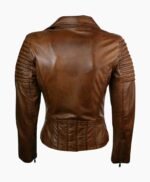 Vintage Quilted Leather Jacket For Girl