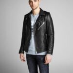 Vintage Sheepskin Biker Style Leather Jacket