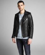 Vintage Sheepskin Biker Style Leather Jacket
