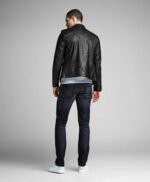 Vintage Sheepskin Biker Style Leather Jacket