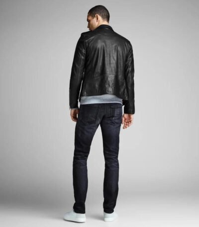 Vintage Sheepskin Biker Style Leather Jacket